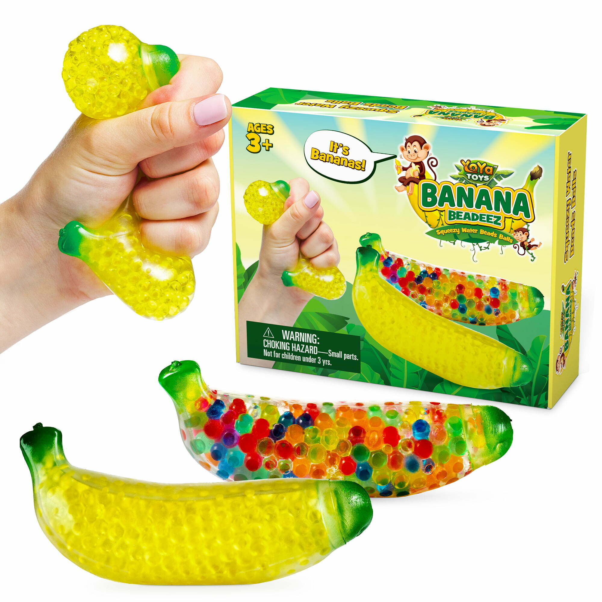 JIAOAO 2 Pcs Banana Bead Stress Ball Toy,Fruit Stress Balls Toy